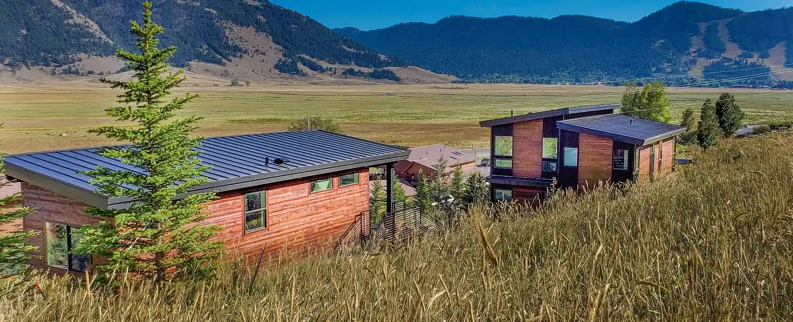 Expansive mountain views above the Main House and Guest Retreat at Elk Ridge Estate, a Jackson Hole luxury vacation rental.